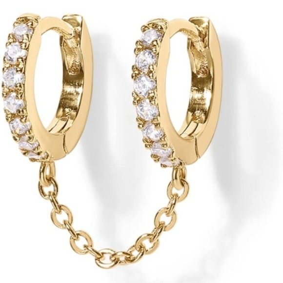 14K Gold Chain Earrings - Picture 3 of 3